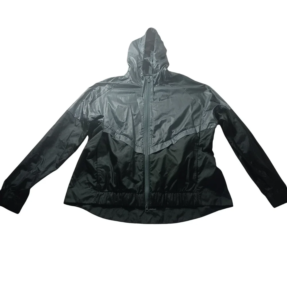 Nike Windrunner 804947-392 Womens XL‎ Black Hooded Running Windbreaker Jacket
